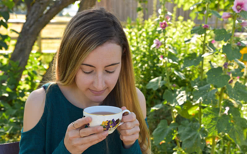 Katie Dwaileebe Enjoying a Cup of Tea